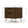 Manhattan Comfort Rockefeller 2.0 Mid-Century Modern 2-Drawer Nightstand in Brown
