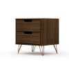 Manhattan Comfort Rockefeller 2.0 Mid-Century Modern 2-Drawer Nightstand in Brown
