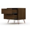 Manhattan Comfort Rockefeller 2.0 Mid-Century Modern 2-Drawer Nightstand in Brown